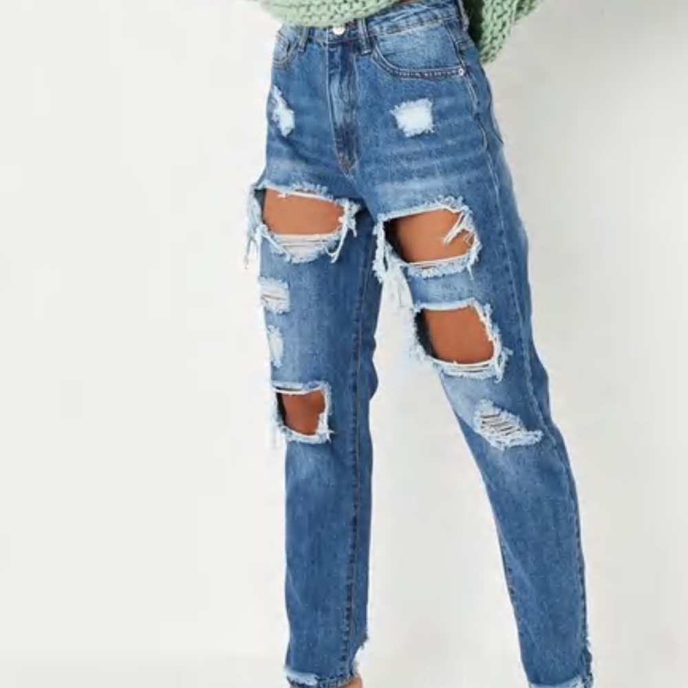 Blue riot high rise ripped jeans